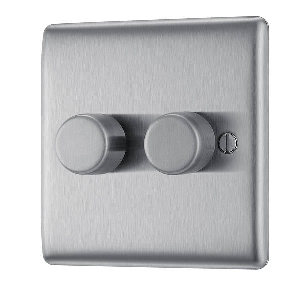 SUPPLY AND REPLACE BRUSHED CHROME 2GANG DIMMER SWITCH