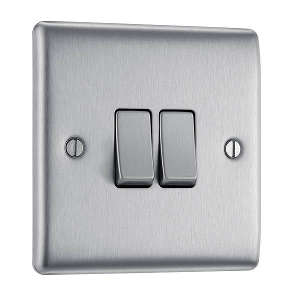 SUPPLY AND REPLACE BRUSHED CHROME 2GANG LIGHT SWITCH
