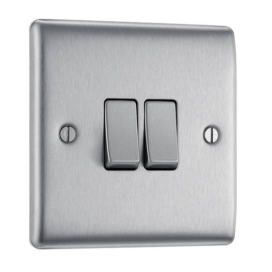 SUPPLY AND REPLACE BRUSHED CHROME 2GANG LIGHT SWITCH